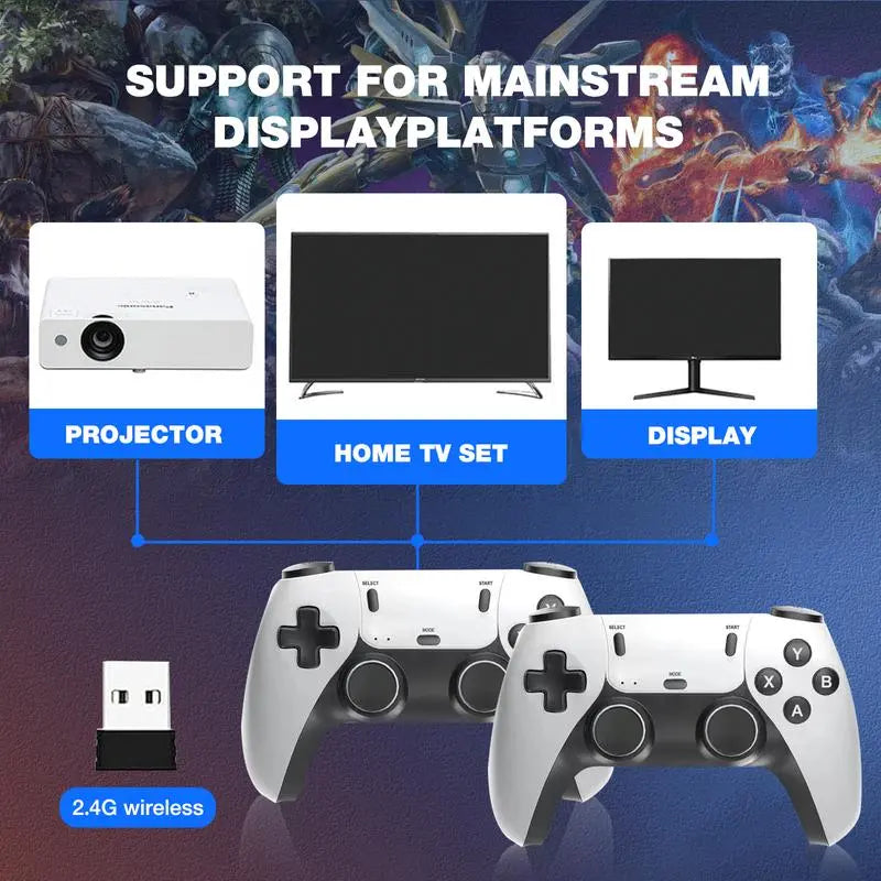 2026 Mass Games Themed Retro Handheld Home Games Console - 40000+ Built-In Titles,23 Emulators,2 Wireless Controllers,128Gb SD Card,Button Design,Hdmi Port,Cable,Stick/Projector-Compatible,Cool Gadgets for Boyfriend,Man Cave Gadgets for Retro Gaming Setup