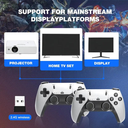 2026 Mass Games Themed Retro Handheld Home Games Console - 40000+ Built-In Titles,23 Emulators,2 Wireless Controllers,128Gb SD Card,Button Design,Hdmi Port,Cable,Stick/Projector-Compatible,Cool Gadgets for Boyfriend,Man Cave Gadgets for Retro Gaming Setup