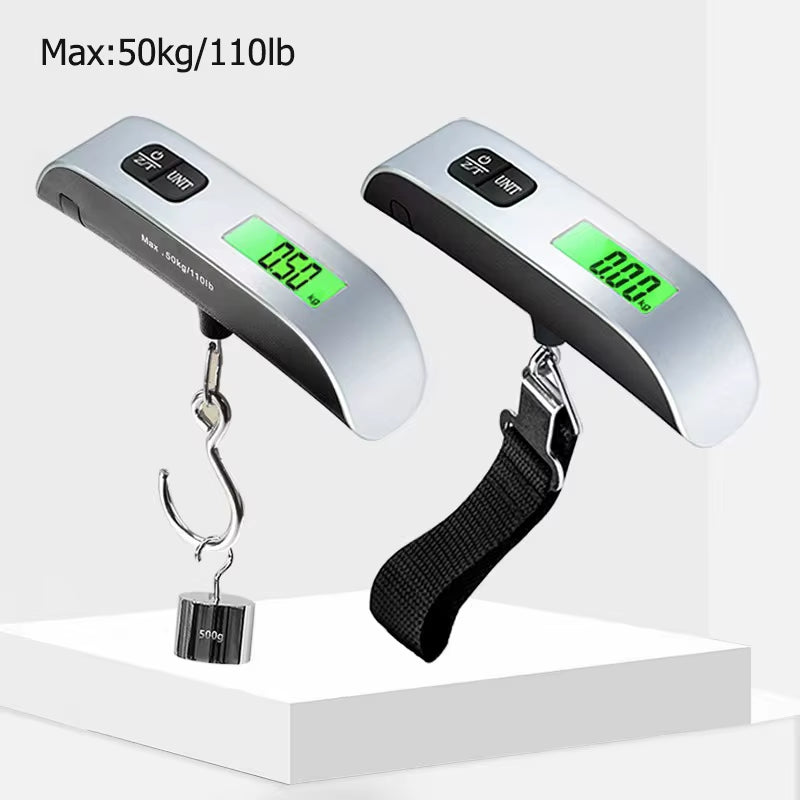 Portable High Precision Scale Digital LCD Display Suitcase Travel Bag Hanging Steelyard Hook Balance Scale Tools 110Lb/50Kg
