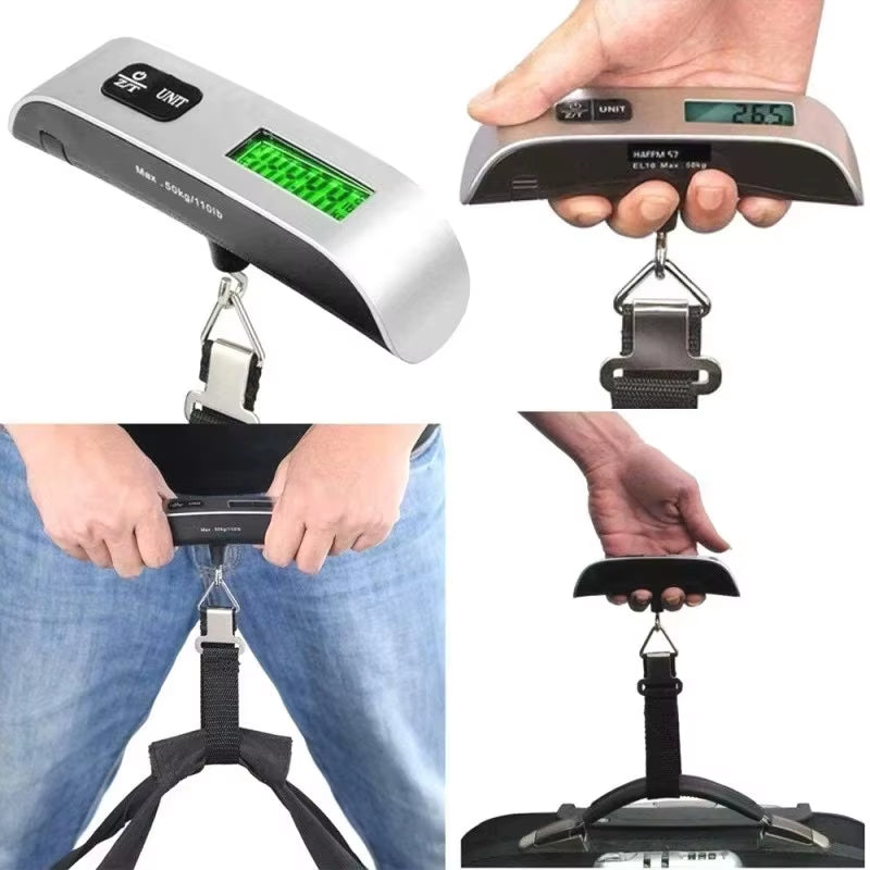 Portable High Precision Scale Digital LCD Display Suitcase Travel Bag Hanging Steelyard Hook Balance Scale Tools 110Lb/50Kg