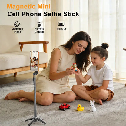 Upgrated 4-In-1 Magnetic Selfie Stick with Remote for Cell Phone 360° Rotation.Can Transforms into Mini Tripod/Camera Grip/Handheld Stabilizer/Phone Stand.Extend to 25 Inches