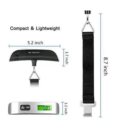 Portable High Precision Scale Digital LCD Display Suitcase Travel Bag Hanging Steelyard Hook Balance Scale Tools 110Lb/50Kg