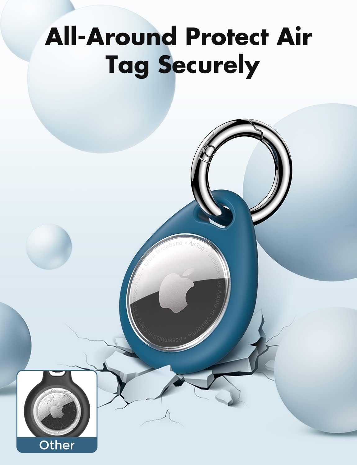 Airtag Holder Keychain, 4 Pack TPU Case for Apple Airtag 1 & 2