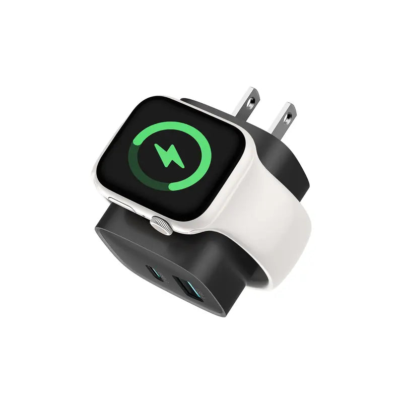 Fast Charger Tessan Colorful 3-In-1 PD20W USB-C Charger Block - Built-In Wireless Watch Charging, Dual Ports, Wireless Fast Charging Charger for Iwatch Ultra/9/8/7/6/Se Series, Iphone 17/17 Pro/16/16 Pro/15 Series, Cellphones, Iphone Charger