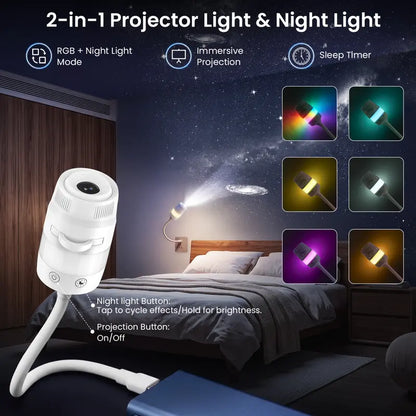 2-In-1 Afootry Projector Night Light, USB Star Projector with Adjustable Brightness, 360° Rotating Ceiling and Wall Projection Lamp, Room Decor Gift for Birthday, Holiday, Party and Bedroom(4/13Slides)