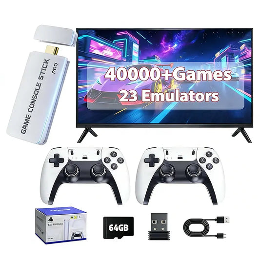 2026 Mass Games Themed Retro Handheld Home Games Console - 40000+ Built-In Titles,23 Emulators,2 Wireless Controllers,128Gb SD Card,Button Design,Hdmi Port,Cable,Stick/Projector-Compatible,Cool Gadgets for Boyfriend,Man Cave Gadgets for Retro Gaming Setup