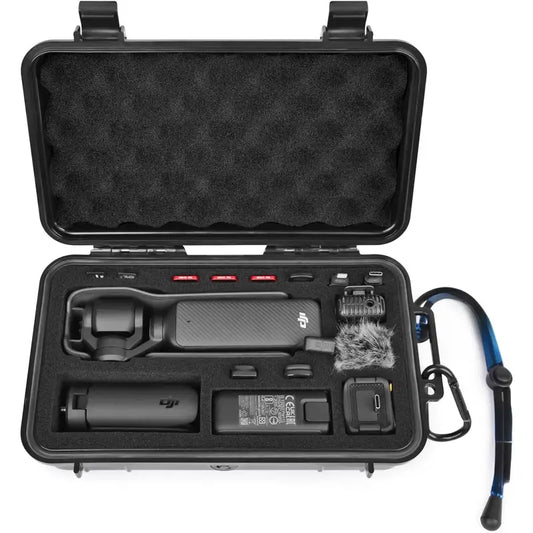 Waterproof Plastic Hard Shell Storage Case - Adjustable, Portable, 1X3 Protective Covers, 1/4″ Thread, 0.38Kg, Handle for DJI Camcorder & Vlogging Gear Protection (Case & Bag Only)