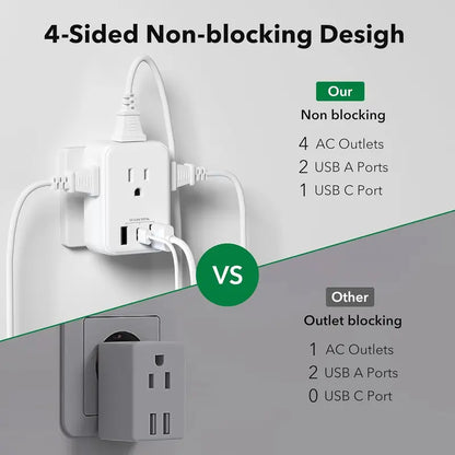 BN-LINK US to UK Plug Adapter, Type G Plug Travel Adapter with 4 AC Outlets and 3 USB Ports (1 USB C), UK Power Adapter for USA to Ireland England Dubai London Scotland British Kenya Hong Kong