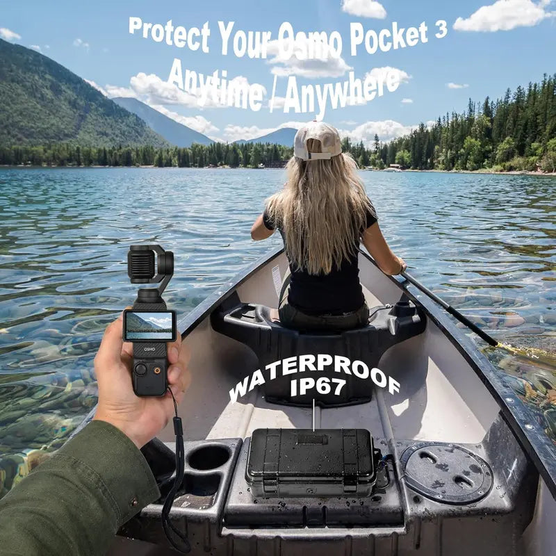Waterproof Plastic Hard Shell Storage Case - Adjustable, Portable, 1X3 Protective Covers, 1/4″ Thread, 0.38Kg, Handle for DJI Camcorder & Vlogging Gear Protection (Case & Bag Only)