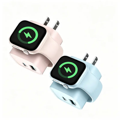 Fast Charger Tessan Colorful 3-In-1 PD20W USB-C Charger Block - Built-In Wireless Watch Charging, Dual Ports, Wireless Fast Charging Charger for Iwatch Ultra/9/8/7/6/Se Series, Iphone 17/17 Pro/16/16 Pro/15 Series, Cellphones, Iphone Charger