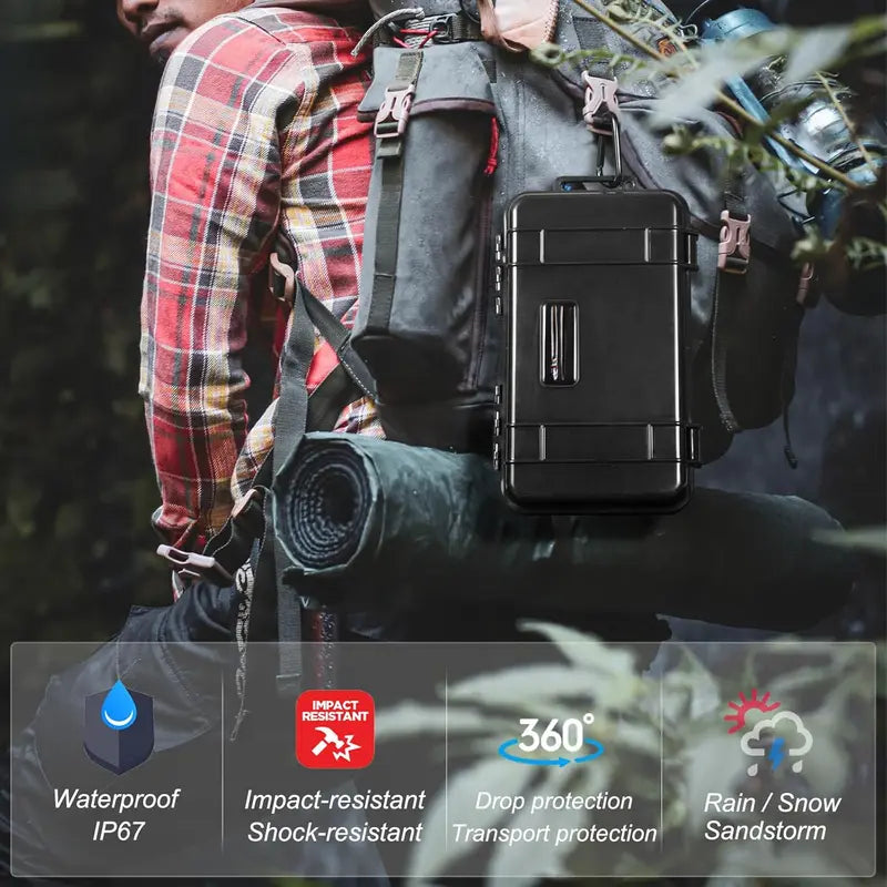 Waterproof Plastic Hard Shell Storage Case - Adjustable, Portable, 1X3 Protective Covers, 1/4″ Thread, 0.38Kg, Handle for DJI Camcorder & Vlogging Gear Protection (Case & Bag Only)