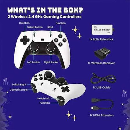 Retro Game Stick Console 40,000+ Built-in Games, 26 Emulators, Plug & Play HDMI TV Gaming System